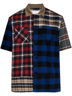 Sacai клетчатая рубашка в технике пэчворк