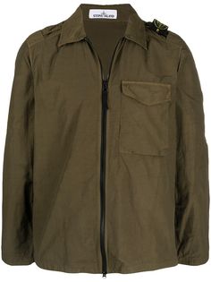 Stone Island куртка на молнии с нашивкой-логотипом
