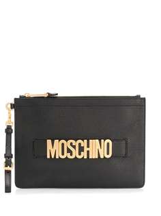 Moschino клатч с металлическим логотипом