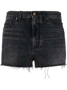 Saint Laurent джинсовые шорты с эффектом кожи питона