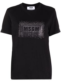 MSGM футболка с логотипом и стразами
