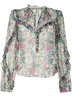 Veronica Beard прозрачная блузка с цветочным принтом