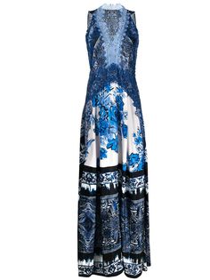Alberta Ferretti платье макси с кружевом и цветочным принтом