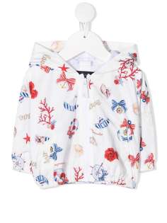 Monnalisa куртка с капюшоном и цветочным принтом