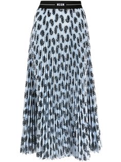 MSGM плиссированная юбка миди с графичным принтом