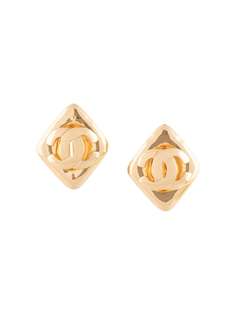 Chanel Pre-Owned серьги-клипсы Rhombus с логотипом CC 1997-го года