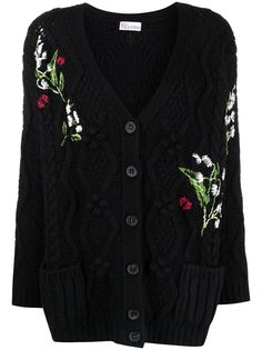 RED Valentino кардиган вязки интарсия с цветочным узором