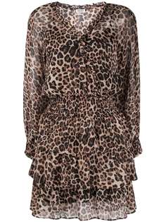 LIU JO платье мини с леопардовым принтом и длинными рукавами