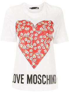 Love Moschino футболка с цветочным принтом и логотипом