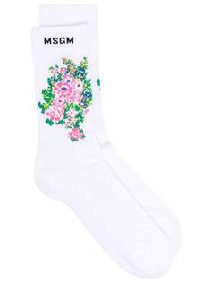 MSGM носки вязки интарсия с цветочным узором