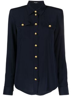 Balmain button-detail silk shirt