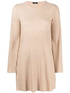 Elisabetta Franchi платье в рубчик с эффектом металлик