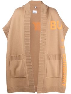Burberry жаккардовый кейп с капюшоном и логотипом Horseferry