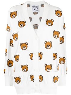 Moschino кардиган оверсайз с узором Teddy Bear