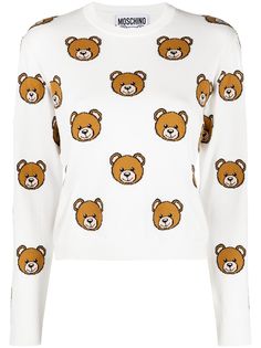 Moschino укороченный джемпер с узором Teddy Bear