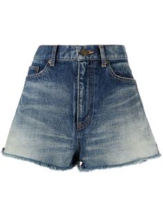 Saint Laurent джинсовые шорты с эффектом потертости