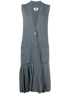 MM6 Maison Margiela трикотажное платье миди с V-образным вырезом