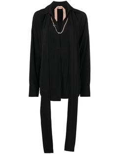 Nº21 chain-embellished necklace shirt