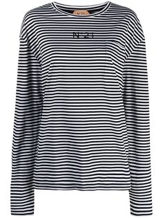 Nº21 logo-print striped T-shirt