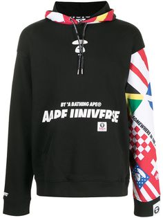 AAPE BY *A BATHING APE® худи оверсайз с принтом в технике пэчворк