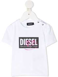 Diesel Kids футболка с застежкой на кнопках и логотипом