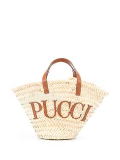 Emilio Pucci пляжная сумка-корзина с нашивкой-логотипом