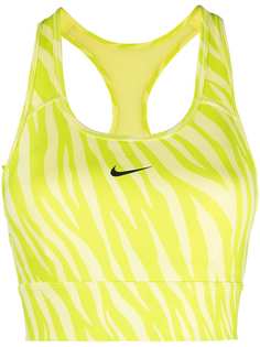 Nike спортивный бюстгальтер с зебровым принтом и логотипом