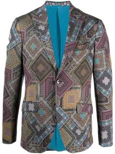 Etro однобортный пиджак с геометричным принтом