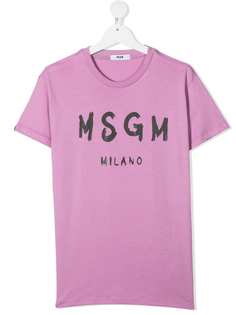 Msgm Kids TEEN logo-print cotton T-shirt