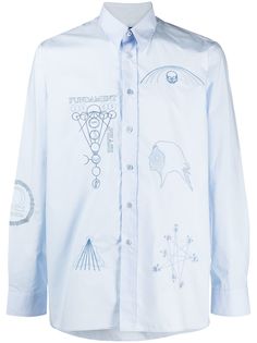 Raf Simons рубашка с длинными рукавами и вышивкой