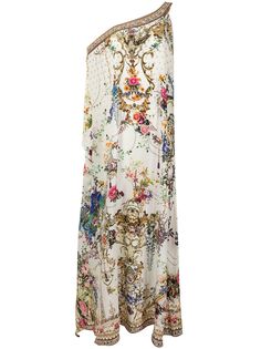 Camilla платье-кафтан на одно плечо с цветочным принтом