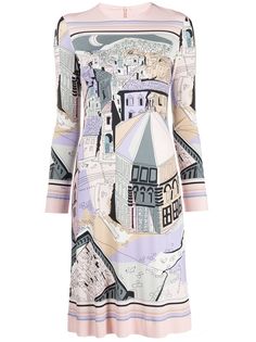 Emilio Pucci платье с принтом Battistero и длинными рукавами