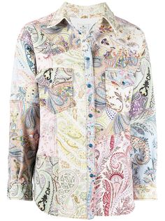 Etro джинсовая куртка с узором пейсли