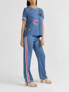 Rinascimento Брюки из вискозы с полосками по бокам