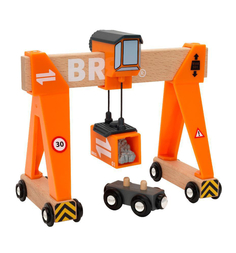 Портовый кран Brio с кабиной и вагончиком с грузом 18 см