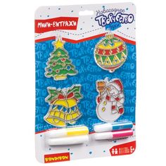 Набор для творчества Bondibon «Новогодние витражи» с елочкой 4 шт.