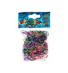 Набор цветных резиночек Rainbow Loom для плетения резинки микс радужный 600 шт и 24 с-клипсы