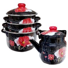 Набор посуды Эмаль Офелия 2-3135/8 7 пр. черный