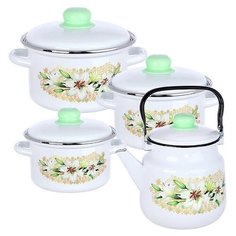 Набор посуды Эмаль Белая лилия 2-3119/4 7 пр. белый