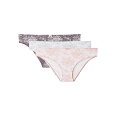 Alla Buone Набор трусов слипы с цветочным принтом, 3 шт., размер 2(44), белый/розовый/серый