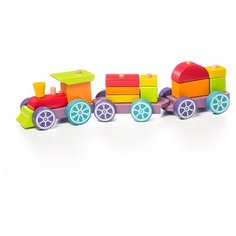 Пирамидка-сортер Cubika Паровозик-конструктор Радужный экспресс LP-3