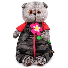 Мягкая игрушка Basik&Co Кот Басик в камуфляжном комбинезоне 19 см