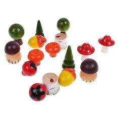 Развивающая игрушка RNToys Волшебный мешочек - Лес расписной 16 предметов разноцветный