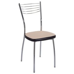 Стул Домотека Омега 1, металл/искусственная кожа, цвет: B1/B4 бежевый (слоновая кость)/черный