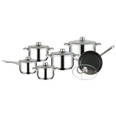 Набор посуды Mercury MC-6009 12 пр. серебристый