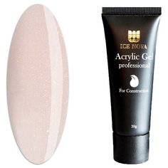 Акригель ICE NOVA Acrylic Gel Professional моделирующий с шиммером, 30 г. №13 розовая пудра