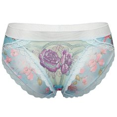 Le Cabaret Трусы слипы средней посадки с вышивкой и кружевами, размер 38-48, бледно-голубой/бледно-розовый/травяной зеленый