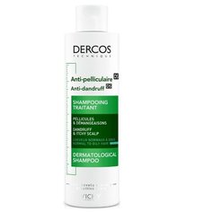 Vichy интенсивный шампунь-уход Dercos Anti-Dandruff против перхоти для нормальных и жирных волос 200 мл