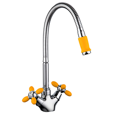 Смеситель для кухни (мойки) Frud R43127-9 двухрычажный хром/желтый