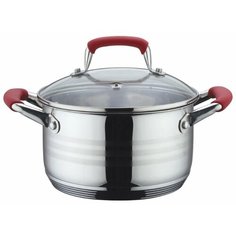 Кастрюля Bekker De Luxe BK-1744 3,6 л, серебристый/красный